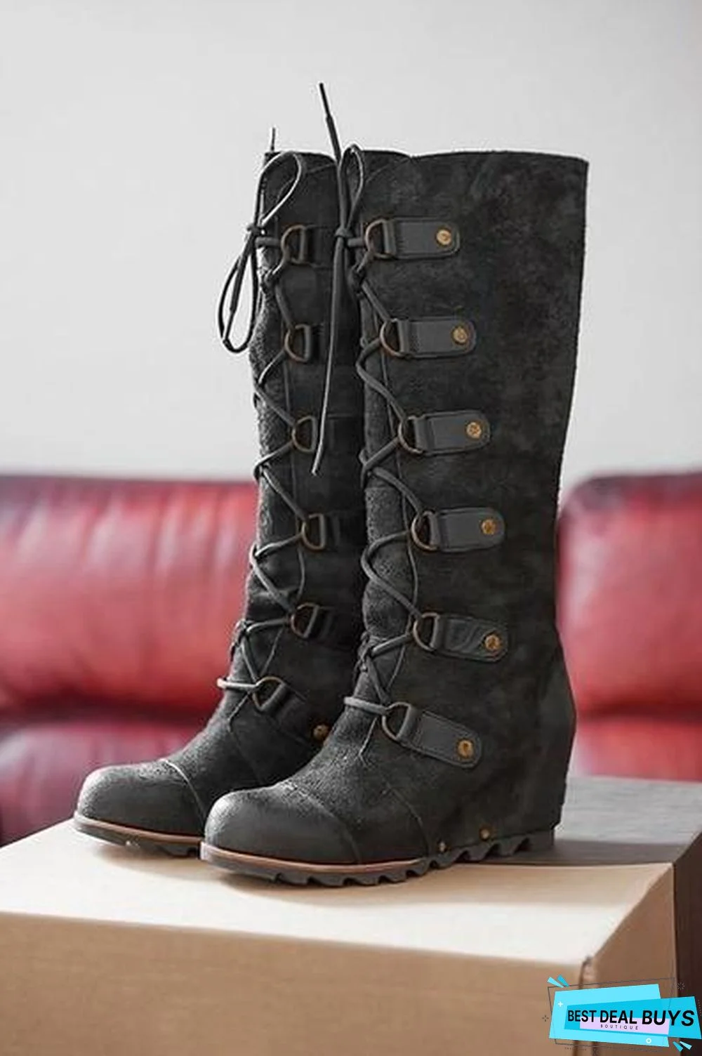 Plain Round Toe Date Outdoor Knee High Flat Boots