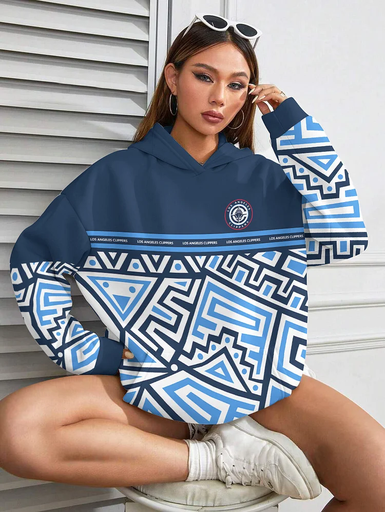 LA Clippers Printed Hooded Pocket Pullover Hoodie