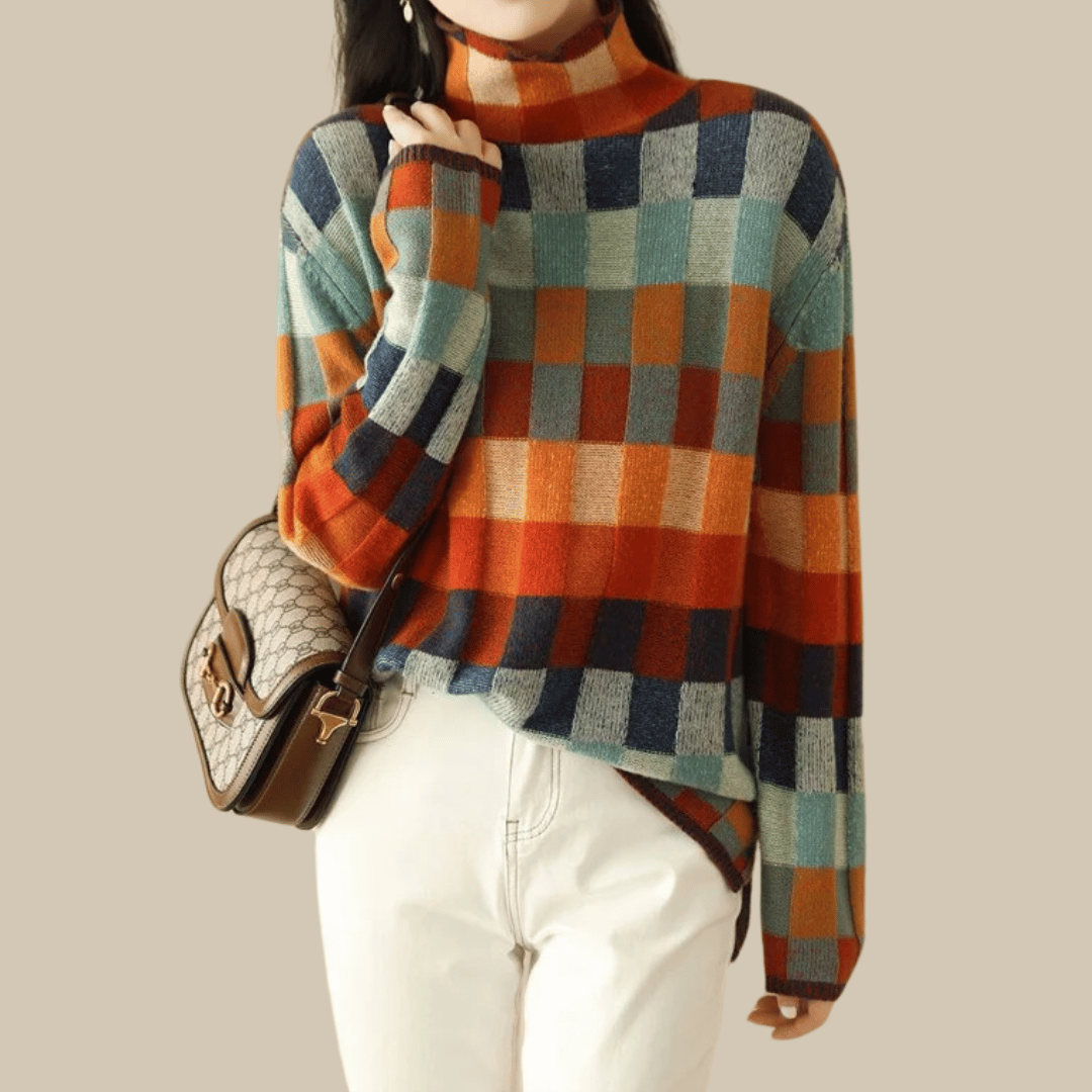 Cashmere Patchwork Turtleneck