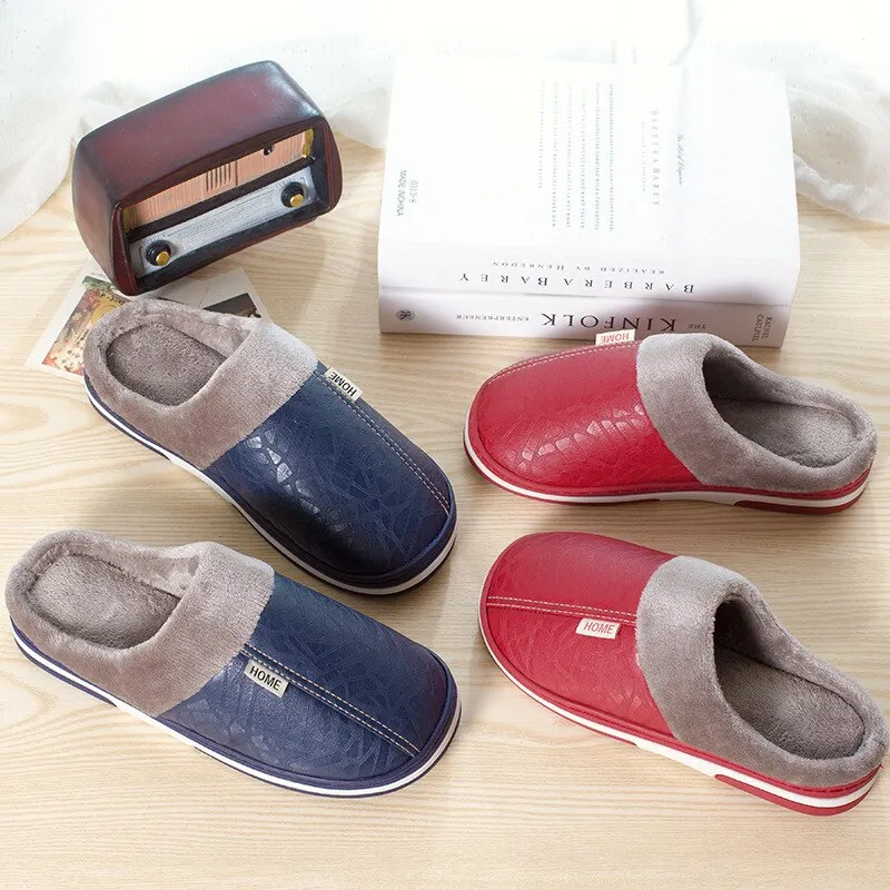 Winter Cotton Slippers Men Home Shoes Simple Platform Winter Warm Non-Slip Women Slippers Lovers Unisex Indoor Bedroom Shoes