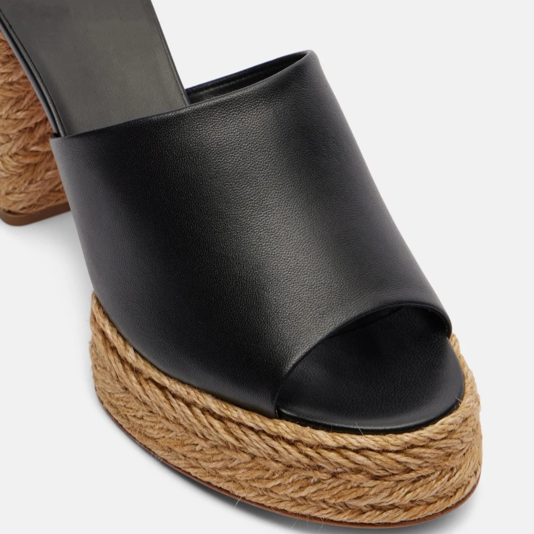 85mm Women's Chunky Red Bottom Sandals Waterproof Platform Straw Rope Mules Sandals-MERUMOTE