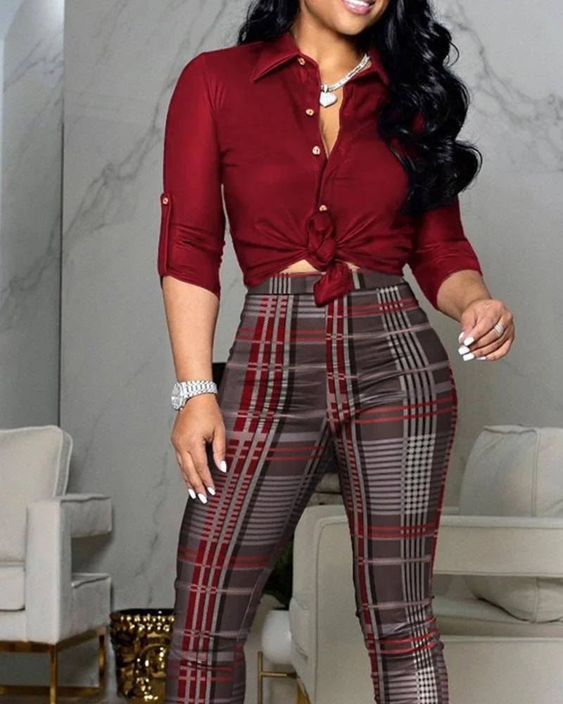 Polo Collar Shirt Tights Suit