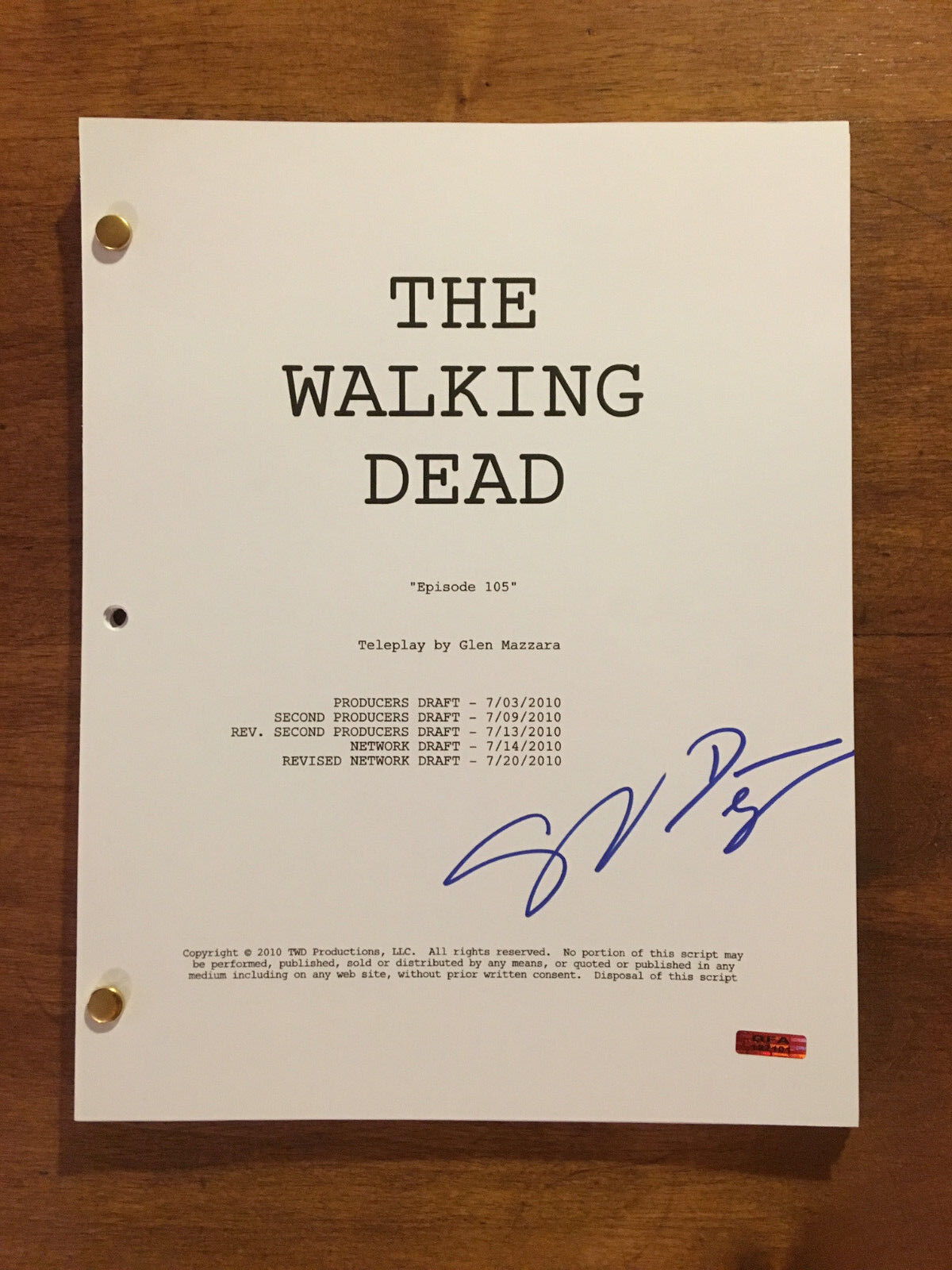 GFA The Walking Dead * DANAI GURIRA & STEVEN YEUN * Signed Script AD4 COA