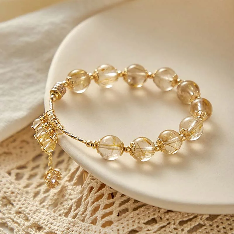 Natural Citrine Happiness Snowflake Charm Bracelet