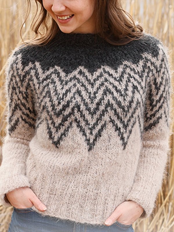 Vintage Accent Two-Tone Knit Sweater