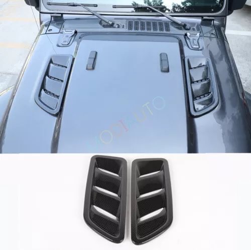 Dronehint For Jeep Wrangler JL 18-23 Carbon Fiber ABS Hood Scoop Air Vent Cover Trim Bezel (For: Jeep) Parts