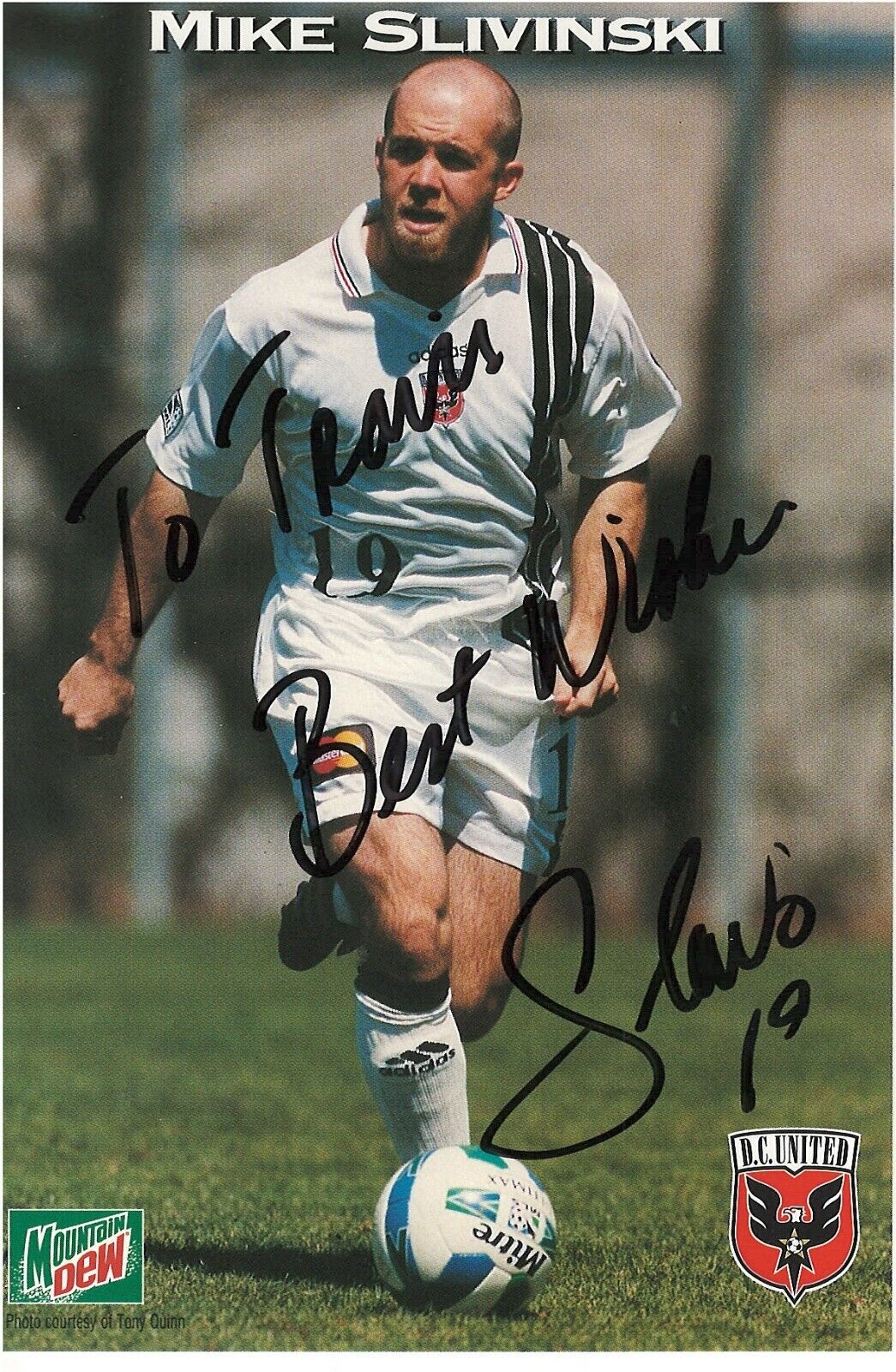 MIKE SLIVINSKI DC UNITED RARE SIGNED Photo Poster painting