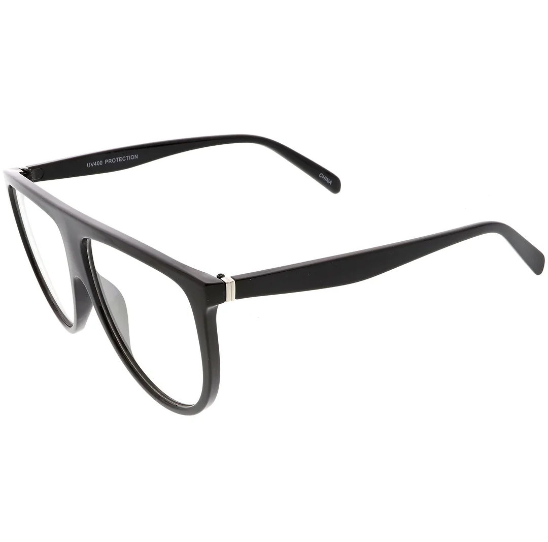 Oversize Bold Flat Top Aviator Eyeglasses With Clear Lens 60mm