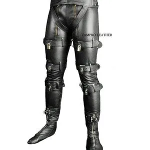 pornhint Pornhint Men's Real Leather Bondage Pants BLUF Lederhosen Gay Pant Bondage Leather Breeches Fetish wear Leder Pants, BDSM Fetish Party Bondage Pant