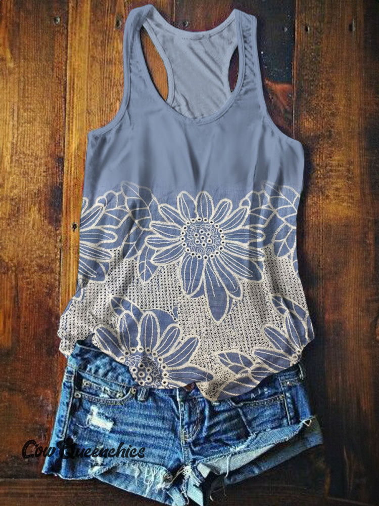 Vintage Floral Prints Tank Top Multicolor / S
