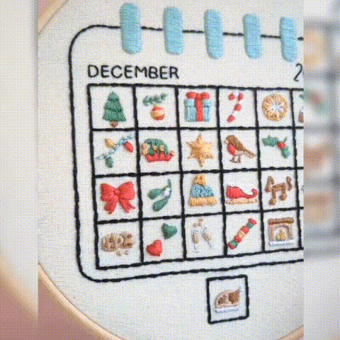 Christmas Advent Calendar Embroidered Kit