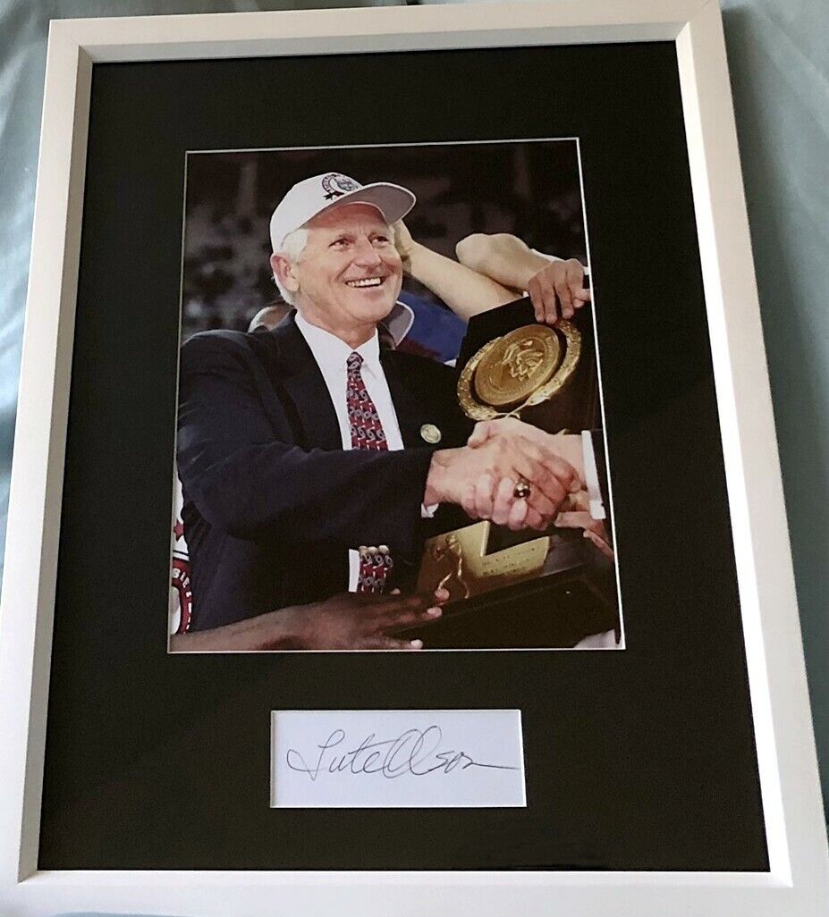 Lute Olson autograph signed auto framed with Arizona 1997 NCAA Champs 8x10 Photo Poster painting