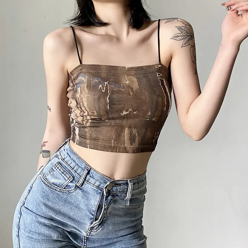 Churchf 2022 New Women's Clothing Solid Color Repair Street Fashion Sexy Bare Back Sling Vest Woman