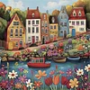 Colorful Houses-14CT Stamped Cross Stitch 40*40cm/15.75*15.75in tapestrymarket