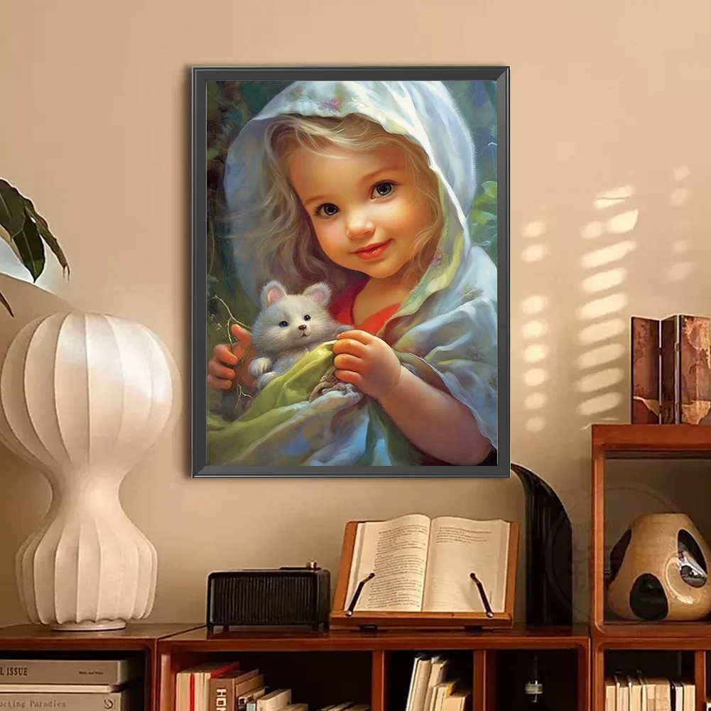 Diamond Painting - Full Round Drill - Curly Hair Big Eyes Girl(Canvas|30*40cm)