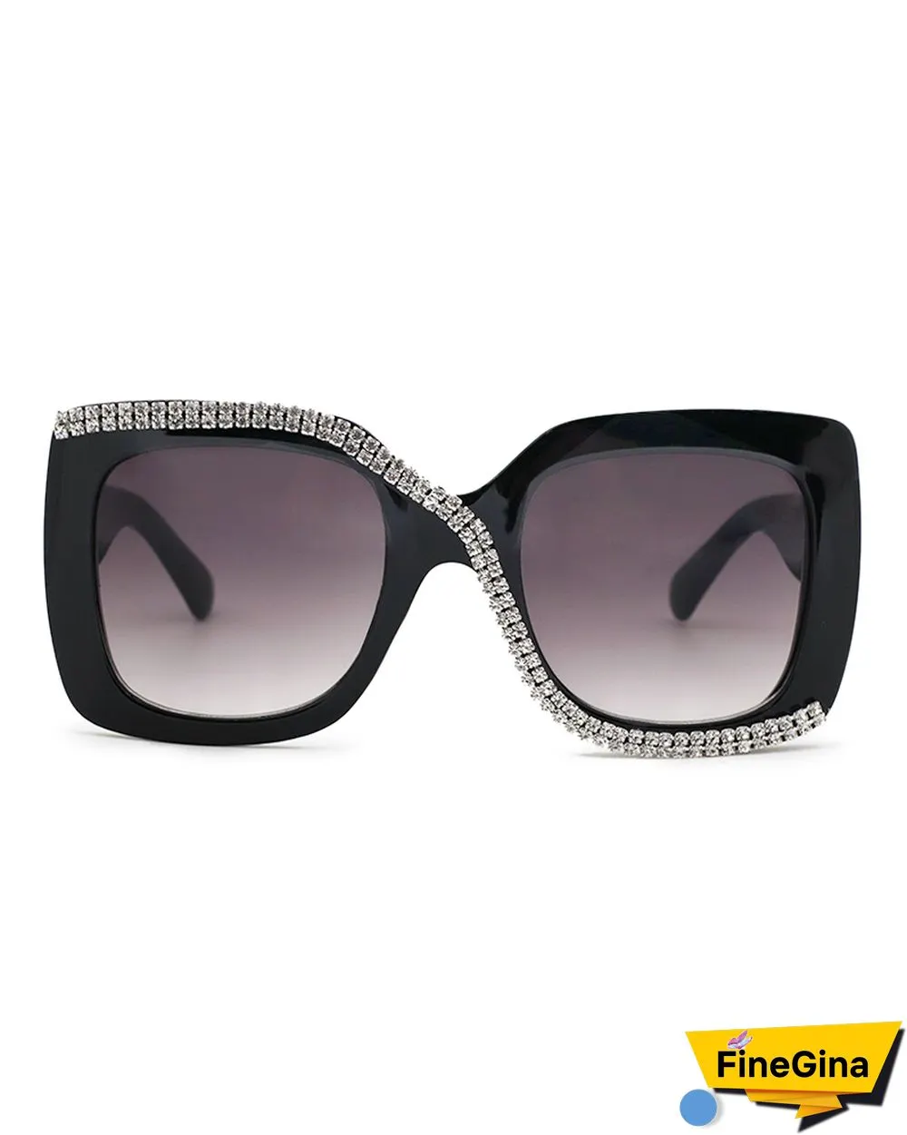 1Pair Diamond Oversized Square Sunglasses