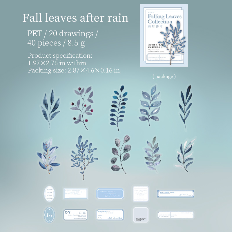 Journalsay 40 Sheets Collection of Fallen Leaves Series Vintage Plant Label PET Sticker
