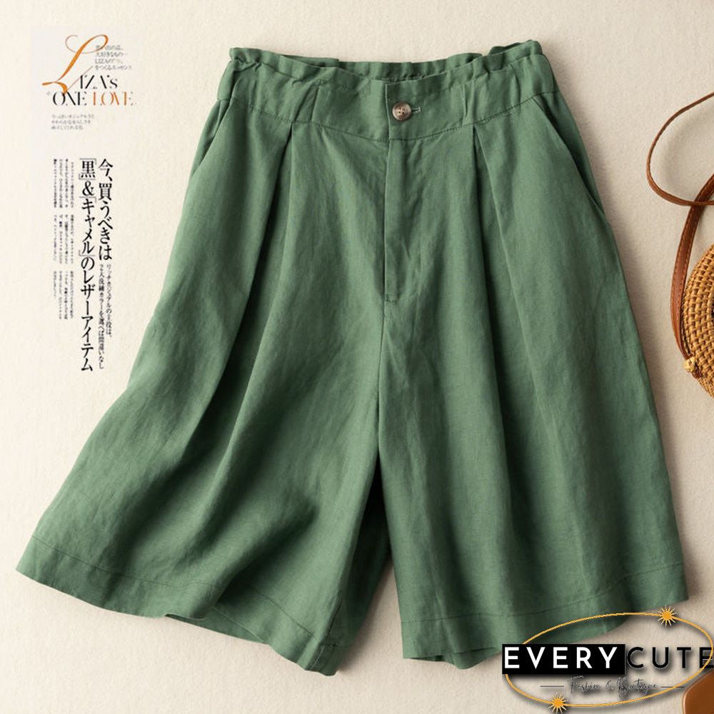 Women's Shorts with High Waisted Cotton Linen Harajuku Shorts Casual Loose Buttons Bermuda Shorts for Women Summer Plus Size 5XL