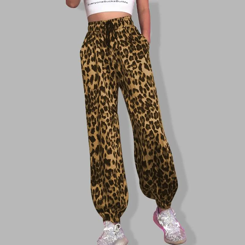 Women Fashion Leopard Print Pants Trousers 2022 Celmia Autumn Drawstring Harem Pants Casual Loose Vintage Streetwear Pantalones