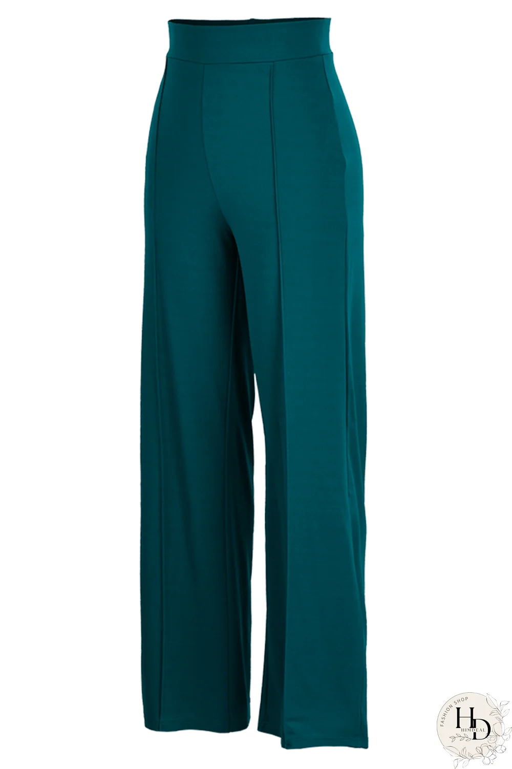 Ink Green Casual Solid Patchwork Boot Cut High Waist Speaker Solid Color Bottoms