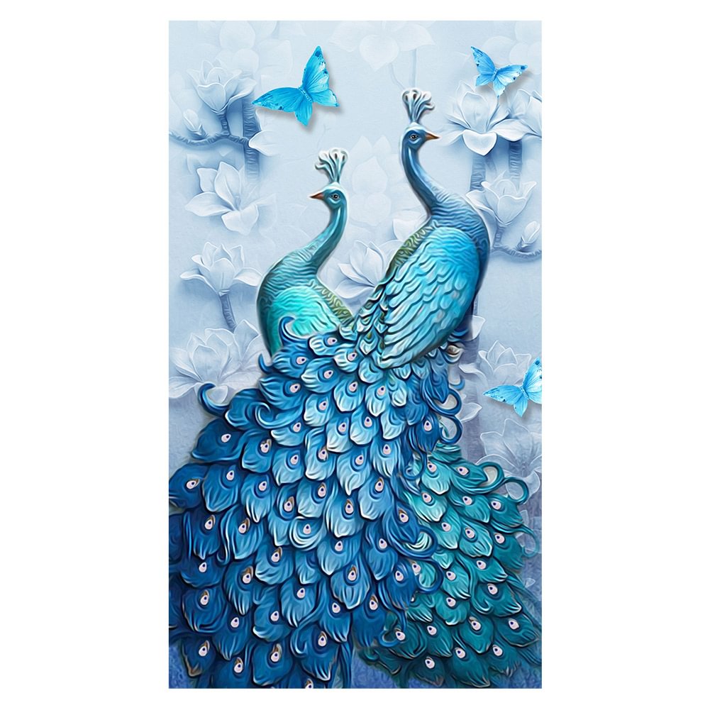 Blue Peafowl - 11CT Stamped Cross Stitch(60*100cm)