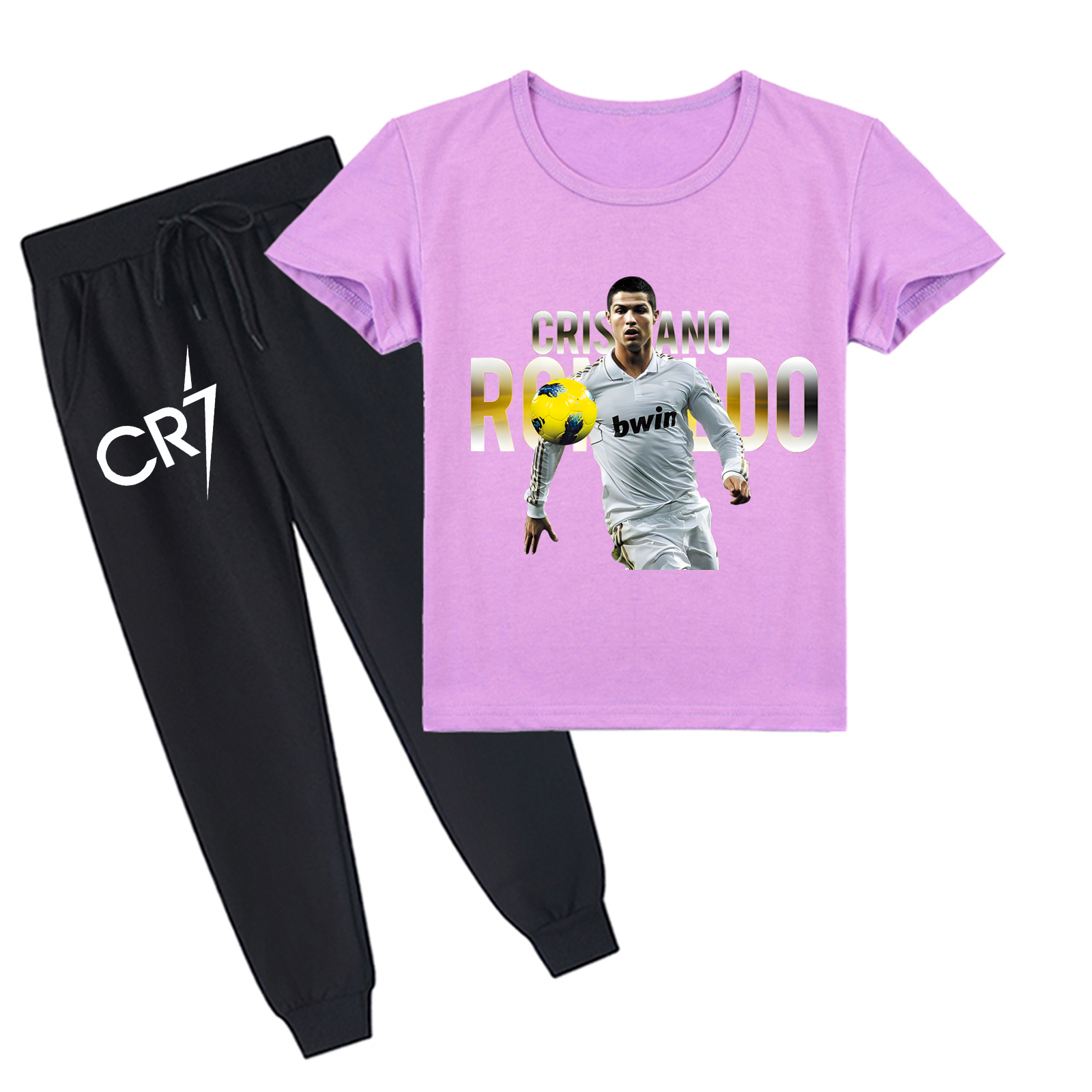 Mayoulove Cristiano Ronaldo Kids T-Shirt Set - Short Sleeve, Boys  Girls Fashion, Soccer Star Apparel, Cool Sportswear-Mayoulove