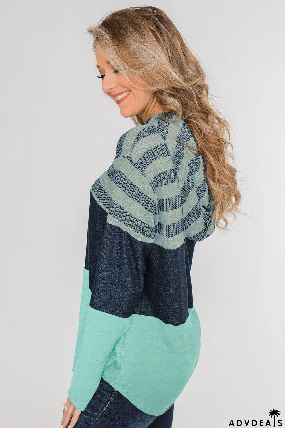 Color Block Drawstring Hoodie