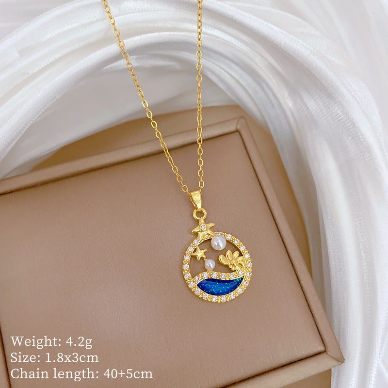 Copper Micro-Inlaid Necklace For Women Copper Micro-Inlaid Real Gold Electroplating Simple Ins Exquisite Clavicle Chain Neck Chain