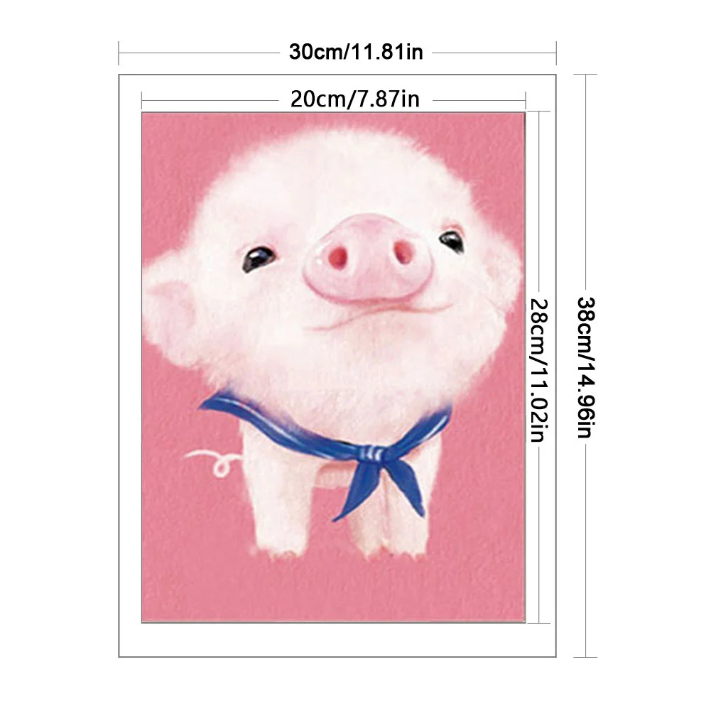 9CT Full Stamped Cross Stitch Bead Embroidery - Pig(Canvas|20*28CM)