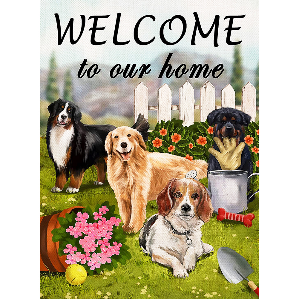 

30*40CM - Round Drill Diamond Painting - Dog, 501 Original