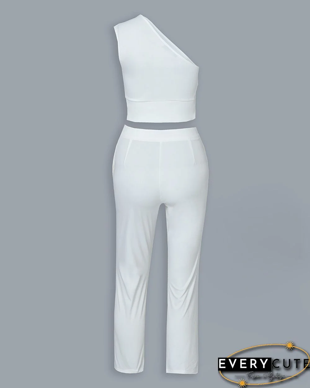 One Shoulder Tied Detail Top & High Waist Pant Sets