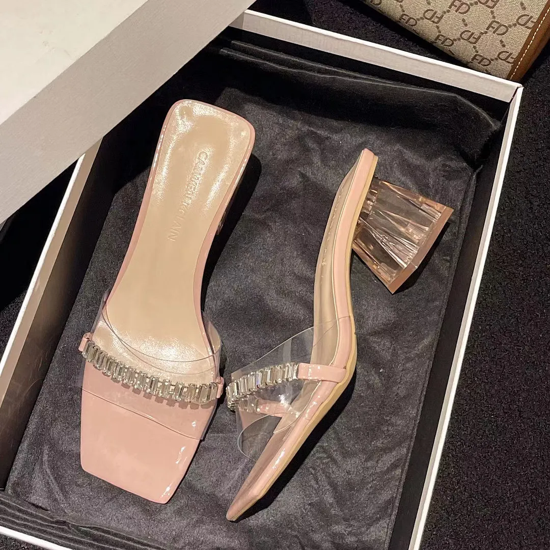 Breakj Breakj Transparent Large-Size Thick-Heeled Sandals Women 2025 Summer New Fairy Wind High Heel Slippers Temperament Water Women's Shoes
