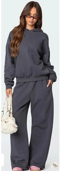 Plus Size Fleece Hoodie Casual Sports Two-Piece Set
