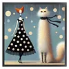 Cat and Woman Full Stamped Cross Stitch 11CT 3-Strand 40x40cm
