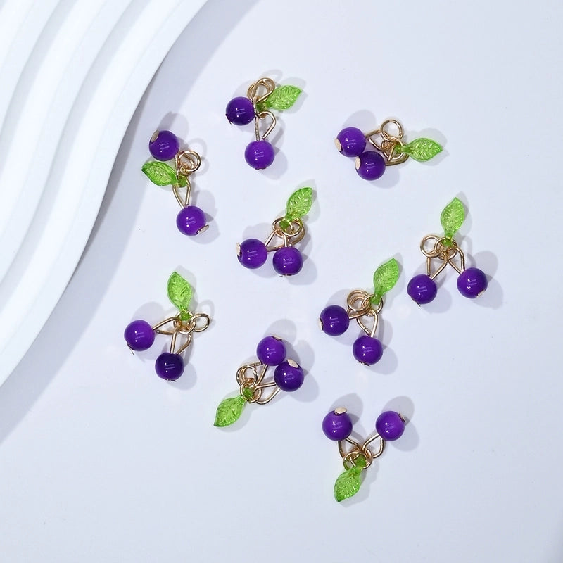 20 Pieces 5 PCS/Package 10 * 15mm Glass Iron Cherry Pendant Jewelry Accessories