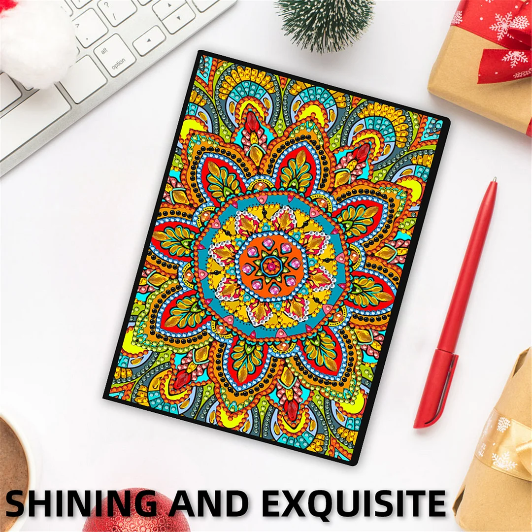 DIY Flower Diamond Painting Journals Notebooks 50 Pages A5 No Lines Special Shaped Diamond Art Kits for Beginners Craft Lovers and Artists (Mandala)