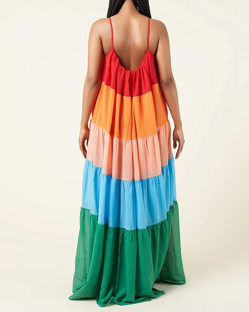 Casual Loose Rainbow Slip Dress