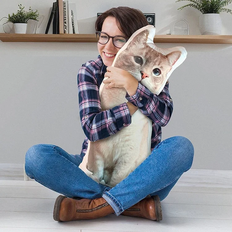 Custom 3D Pet Pillow From Photo, Personalized Dog/Cat Shaped Throw Pillow