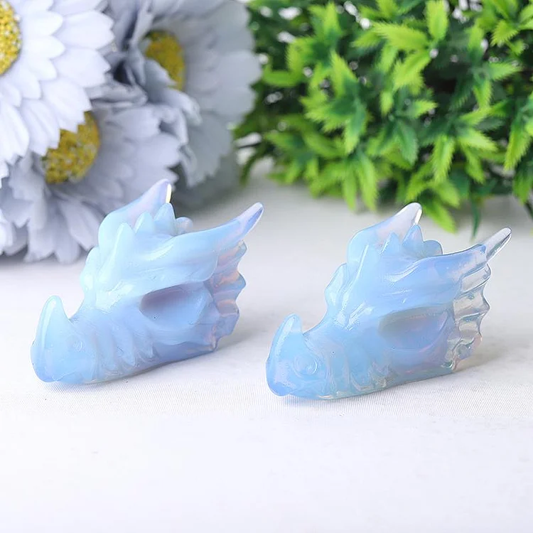 2.7" Blue Opalite Dragon Head Crystal Carvings