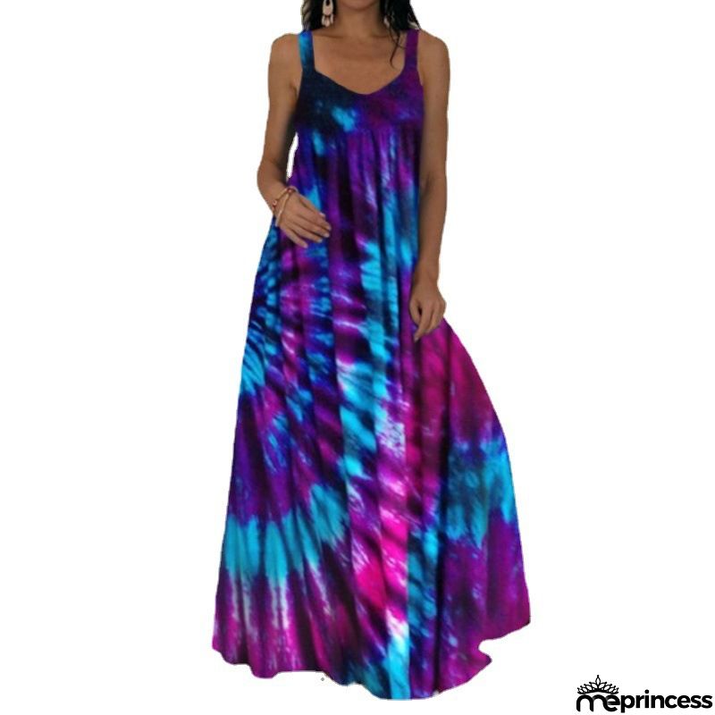 Fashion Sexy Halter Neck Print Slit Long Dress