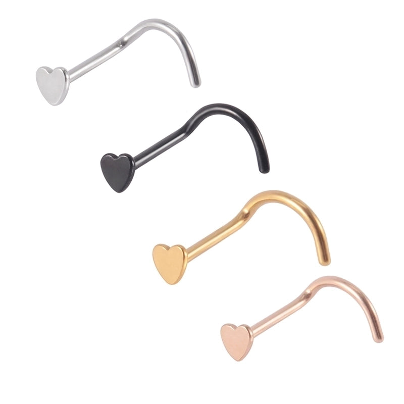 1 Piece Nose Rings & Studs Casual Minimalist Classic Style Heart Shape 304 Stainless Steel Plating 18K Gold Plated Nose Rings & Studs