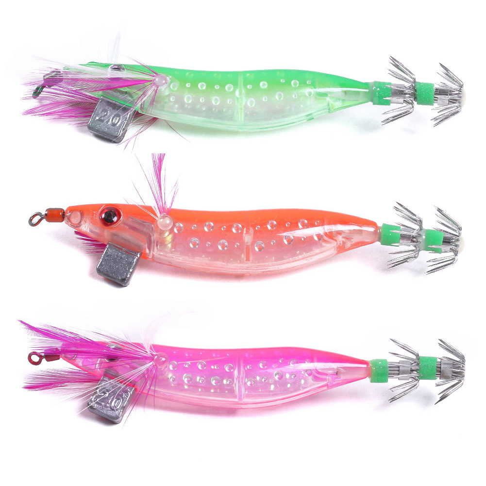 

5pcs 9g/10cm Luminous Double-Layer Squid Hooks Artificial Shrimp Jig Lure, 1 #, 501 Original