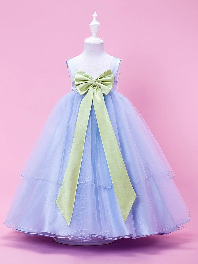 Princess / Ball Gown / A-Line Tea Length Wedding Party Tulle / Stretch Satin Sleeveless Straps With Bow(S) / Draping / Spring / Summer / Fall / Winter