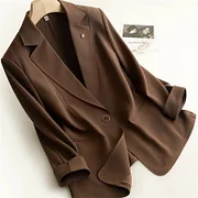 Ballifyex 2025 Spring and Summer New Women's Fashion Western Style Suit Neck Suit Seven-point Sleeves Slim Leisure Suit Coat Top