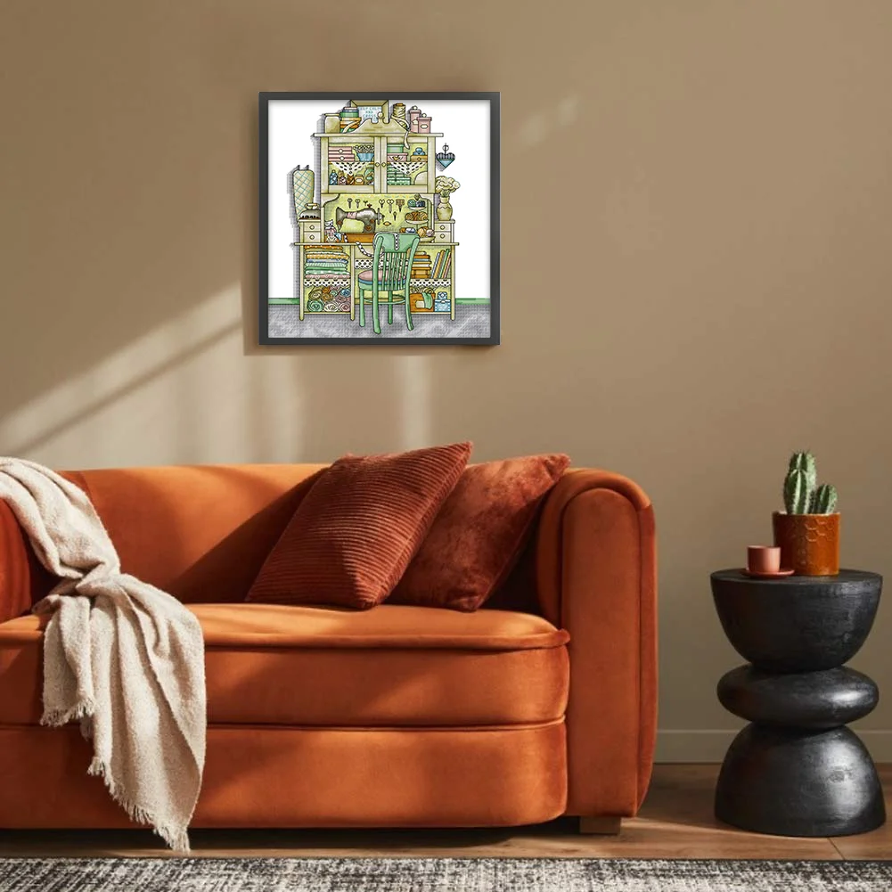 Embroidery Cotton Thread 14CT Print Handmade Sewing Cabinet Cross Stitch 38x43cm