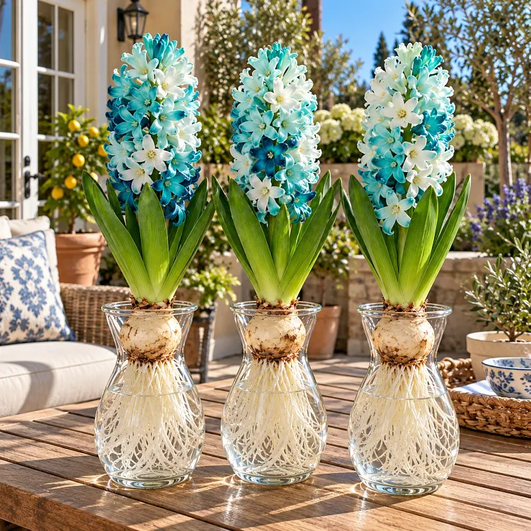 Decorative Hyacinth bulbs with flowering stems