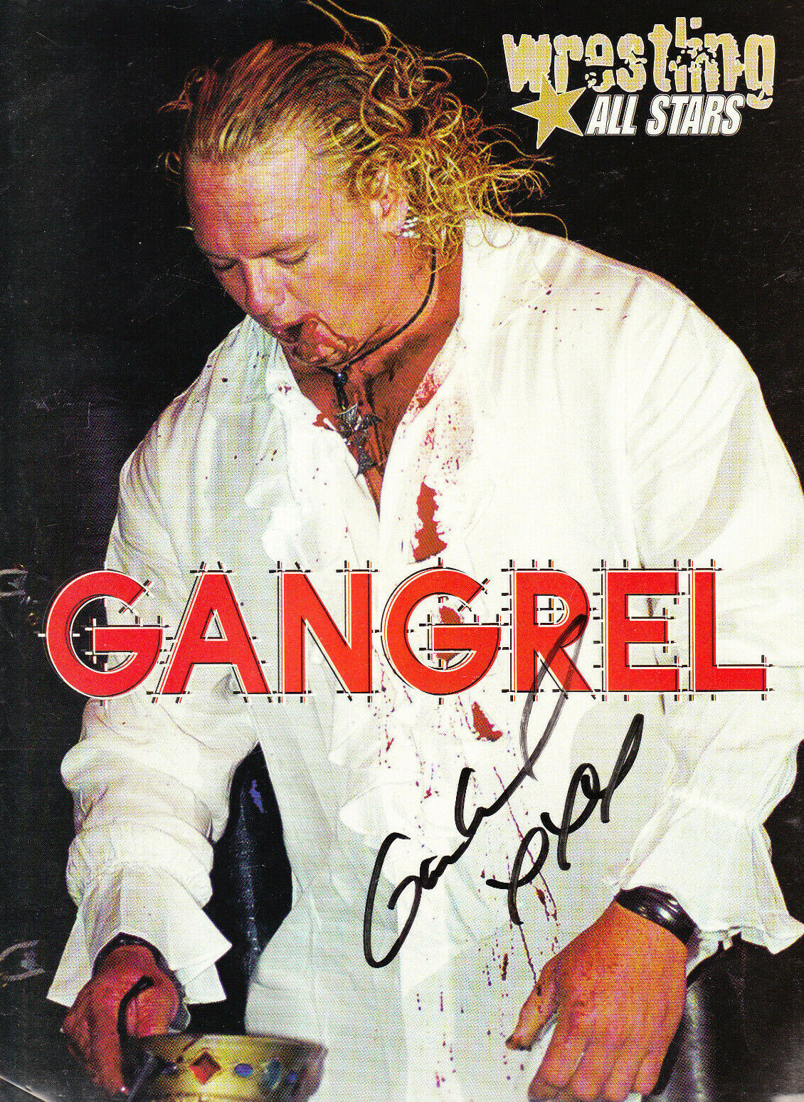 2 LOT JUSTIN CREDIBLE GANGREL SIGNED ECW AUTOGRAPH 8X11 YEARBOOK Photo Poster painting COA BOTH!