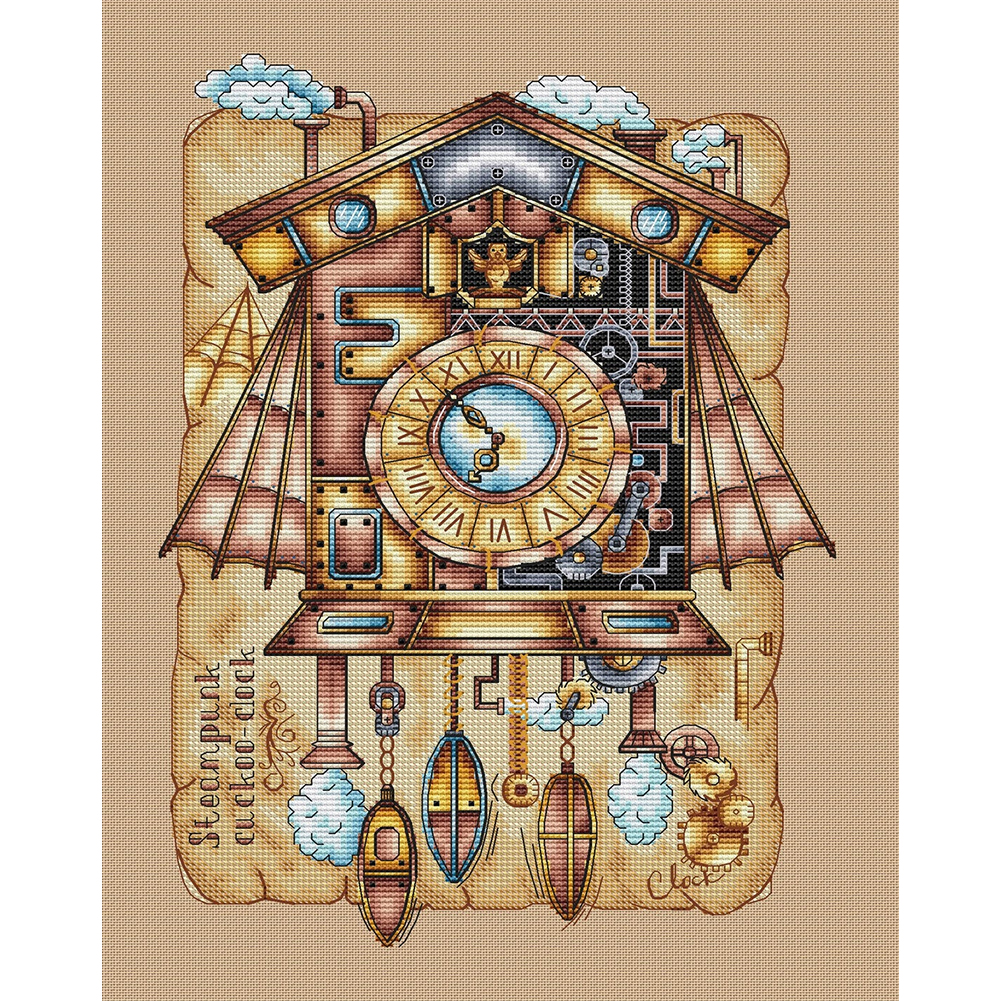 

Steampunk Cuckoo Clock - 14CT Counted Cross Stitch - 30*40CM, 501 Original