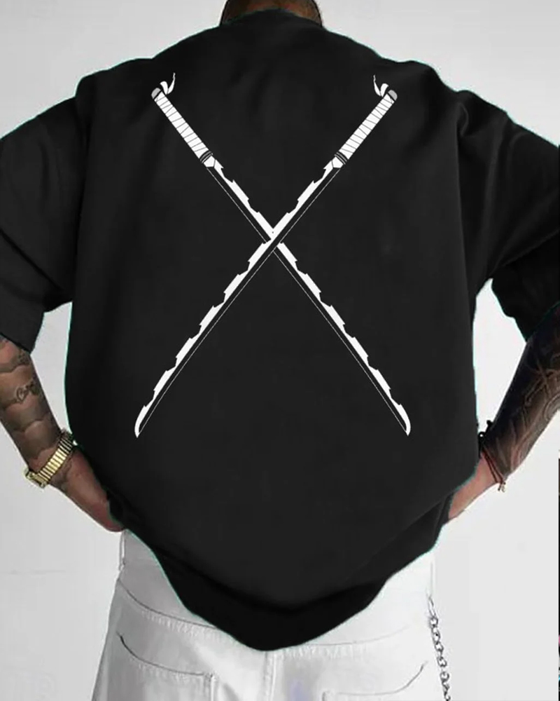 Oversized Anime Graphic Design Printed T-Shirt