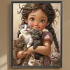 Diamond Painting -DIY Round Drill Girl with Pet Character(35x45 CM)